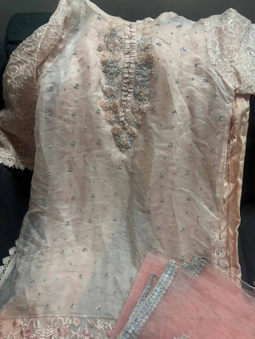 Agha Noor Embroidered Dress - Medium