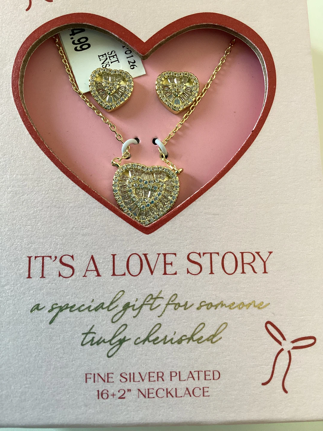 Silver plated Heart Necklace and Earring Set - photo 2