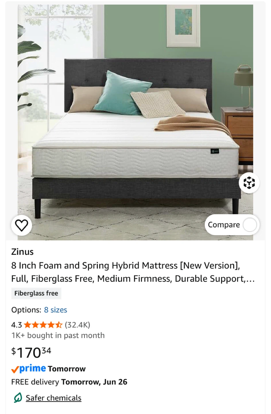 full-size bed frame and 8inch hybrid mattress, W110s pickup - photo 2