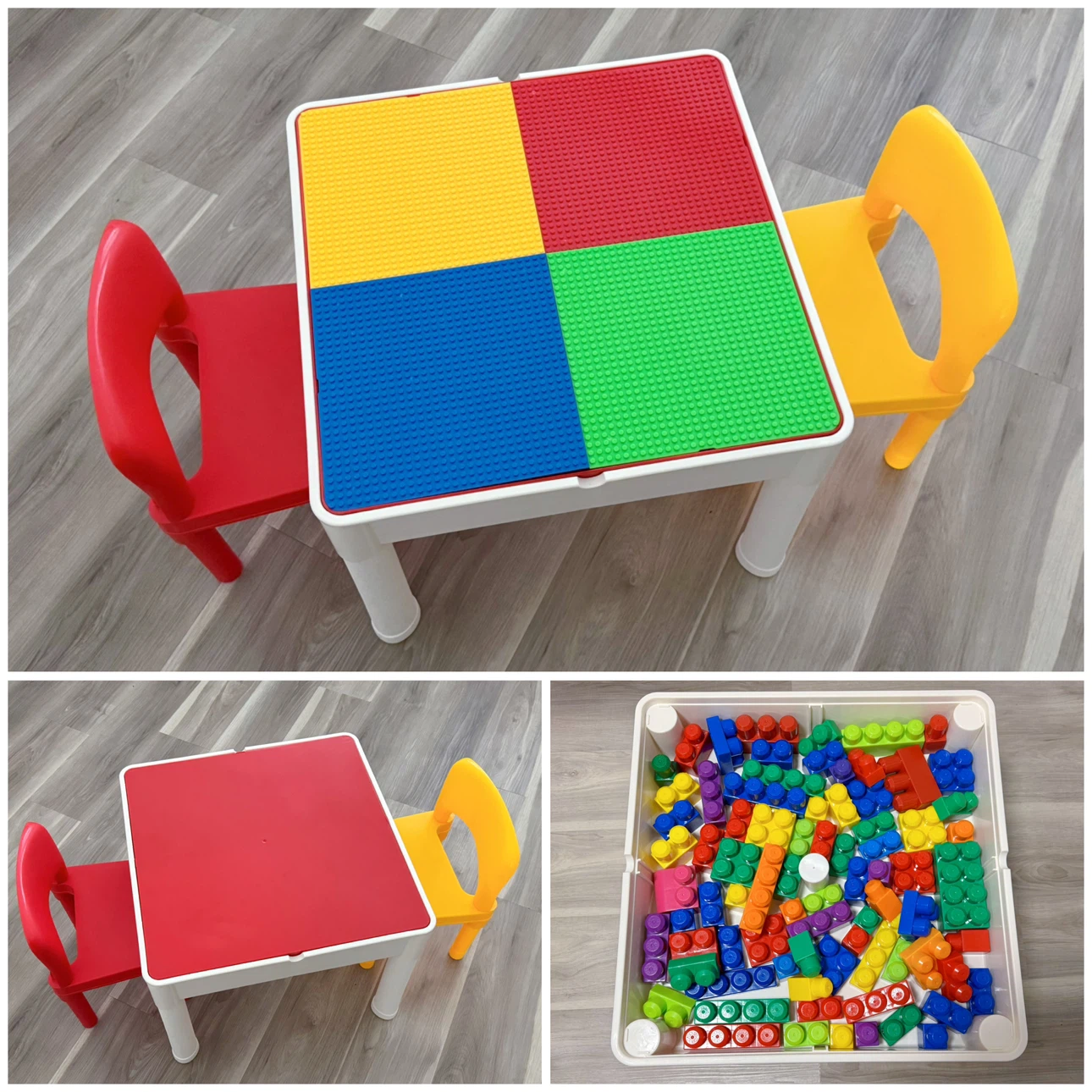 ⭐️SALE⭐️90% New Kids 2-in-1 Building Block Table and Chairs Set
