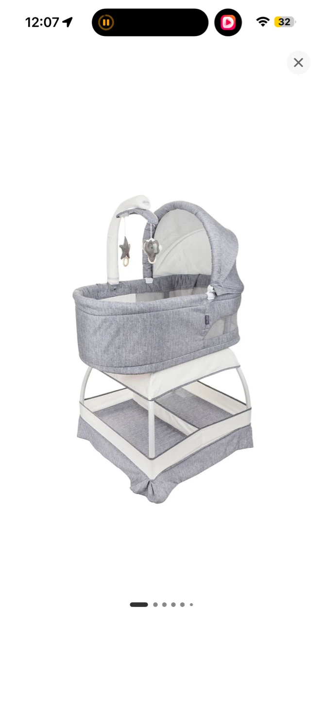 Grey Bassinet with Mobile