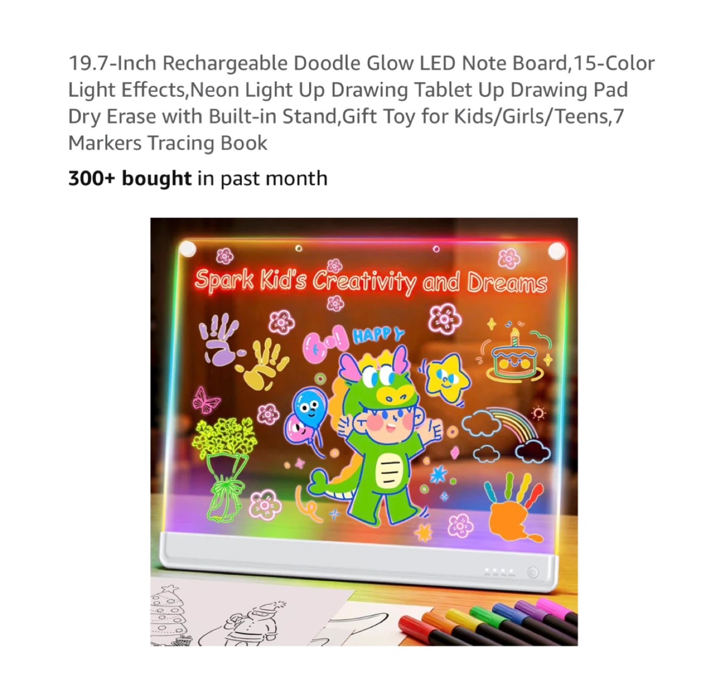 Brand new 19.7-Inch Rechargeable Doodle Glow LED Note Board