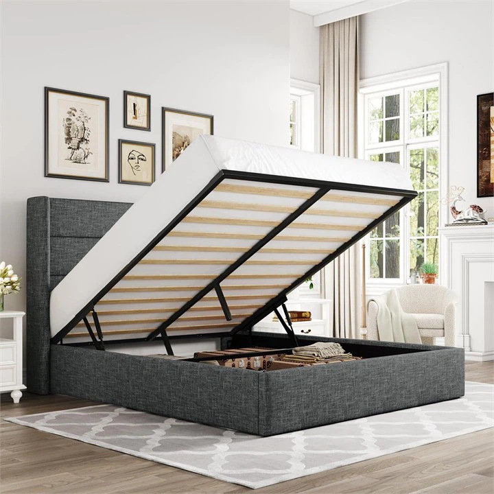 Queen Size Upholstered Platform Bed Frame with Storage - photo 2