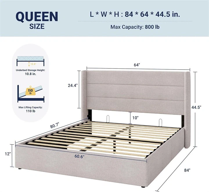 Queen Size Upholstered Storage Bed Frame