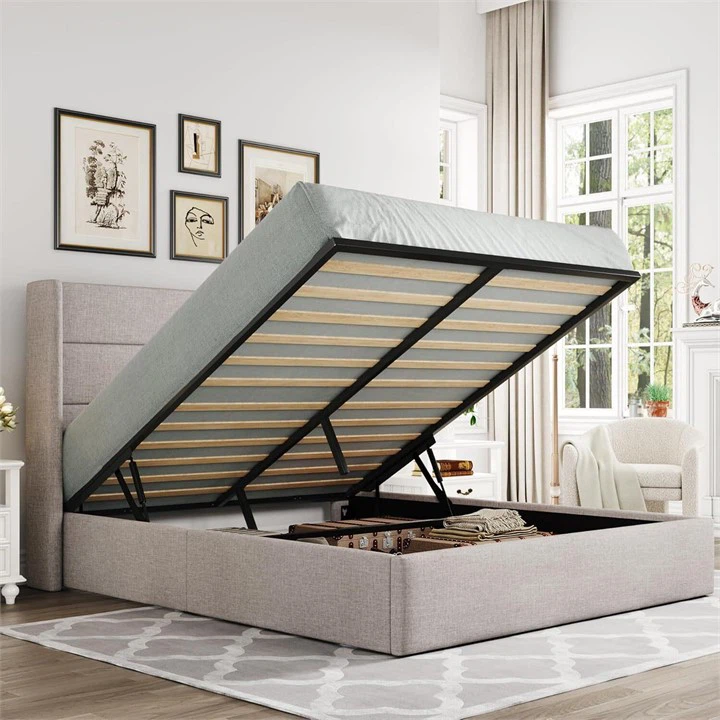 Queen Size Upholstered Storage Bed Frame - photo 2