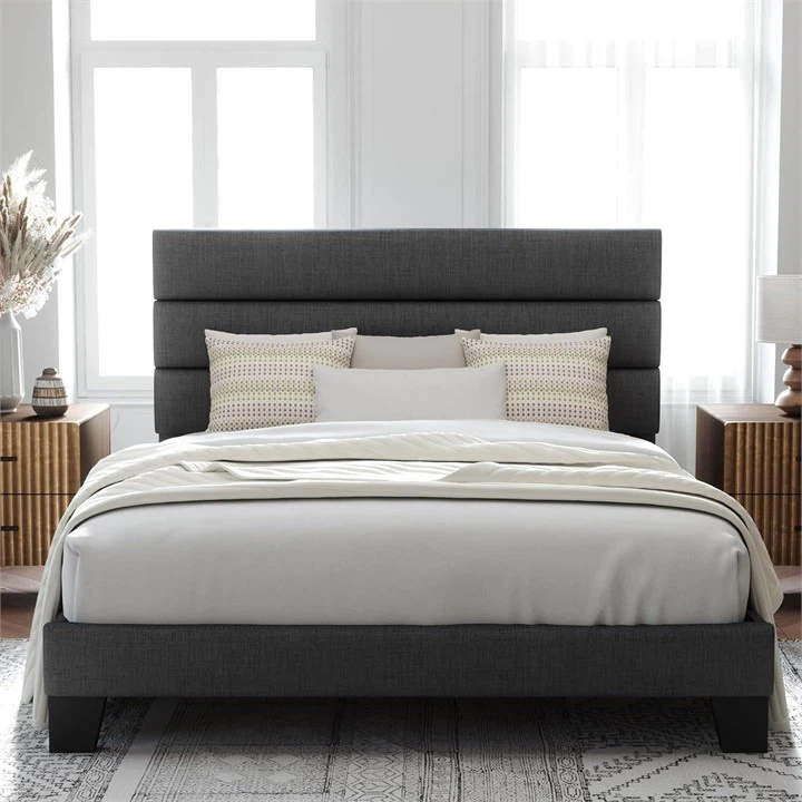 Queen Size Upholstered Platform Bed Frame - photo 2