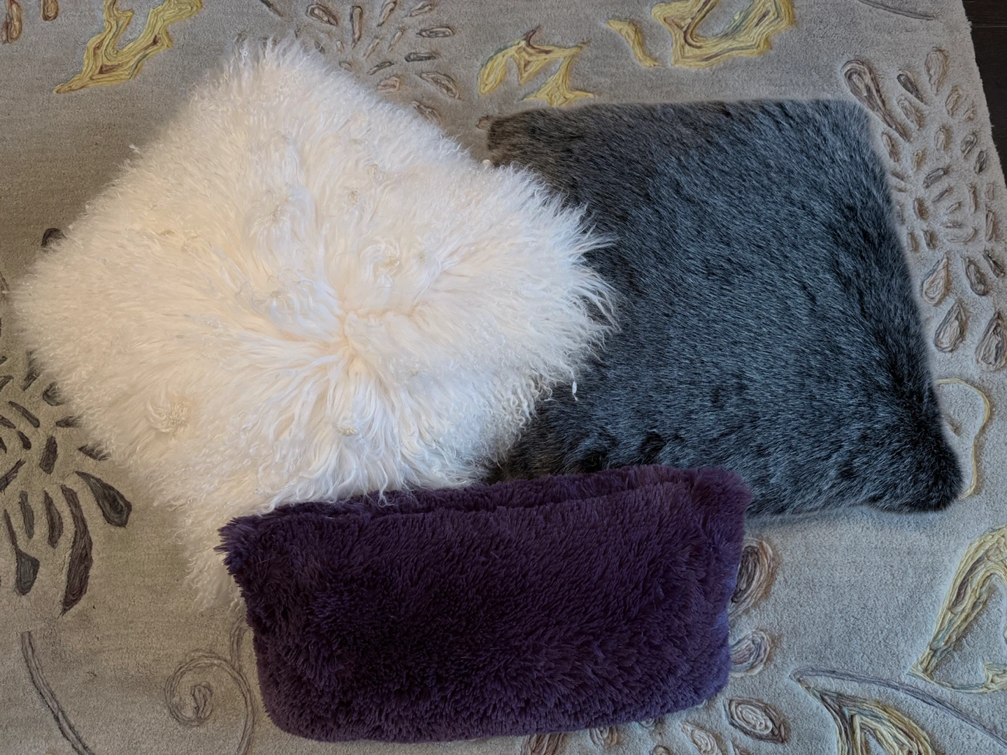 3 Faux Fur Throw Pillow