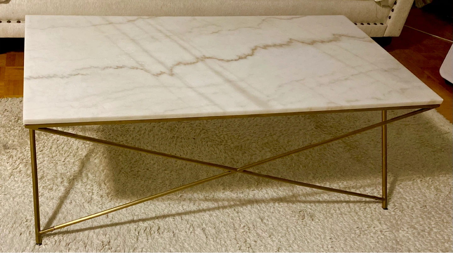Marble Top Coffee Table with Gold Base
