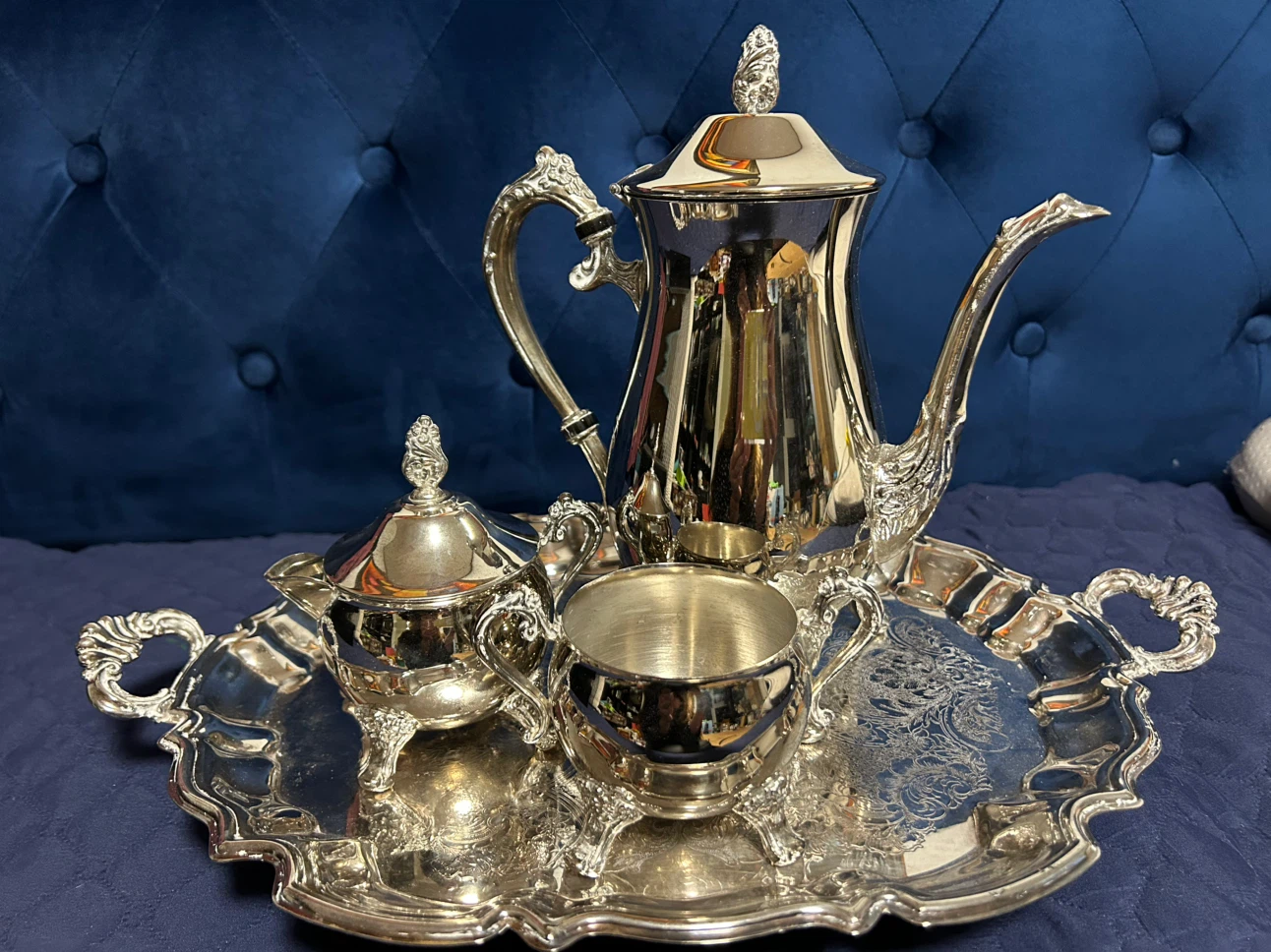 Silver Plated Tea Set with Tray