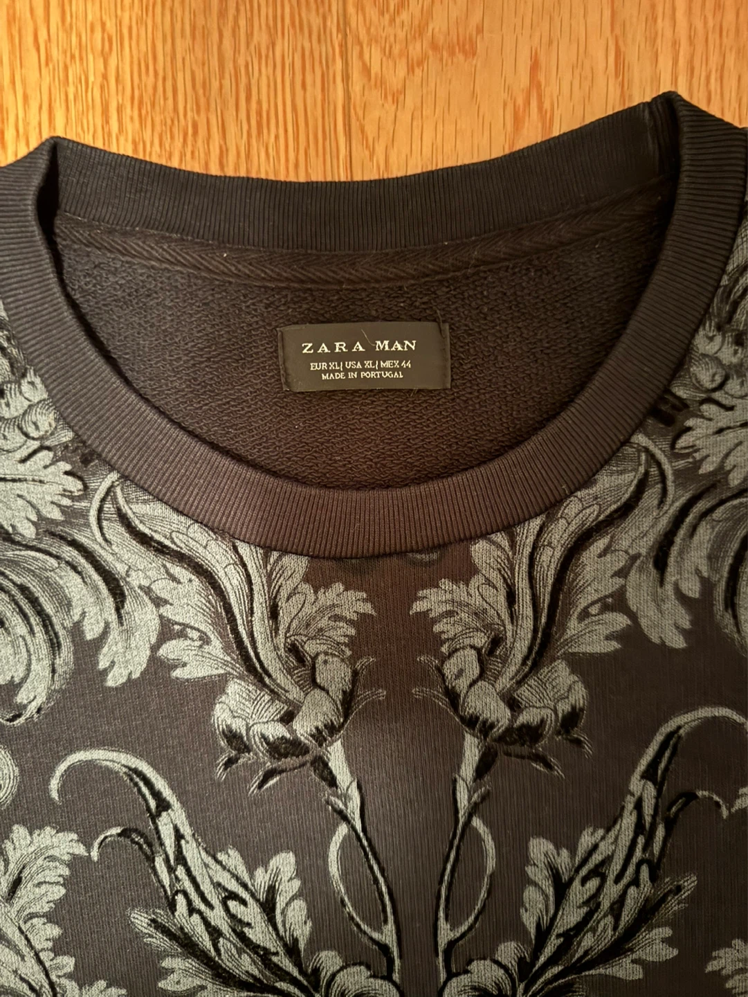 Zara Man Black Baroque Print Crewneck Sweater XL - photo 2