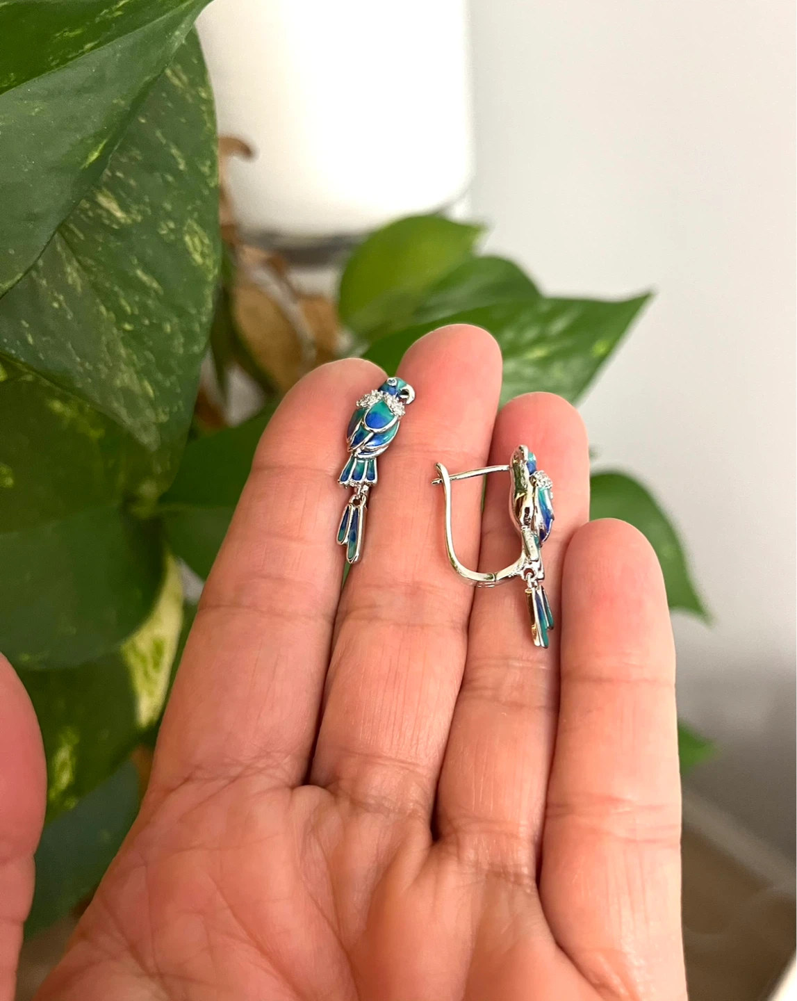 Parrot Earrings with Rhinestones - photo 3