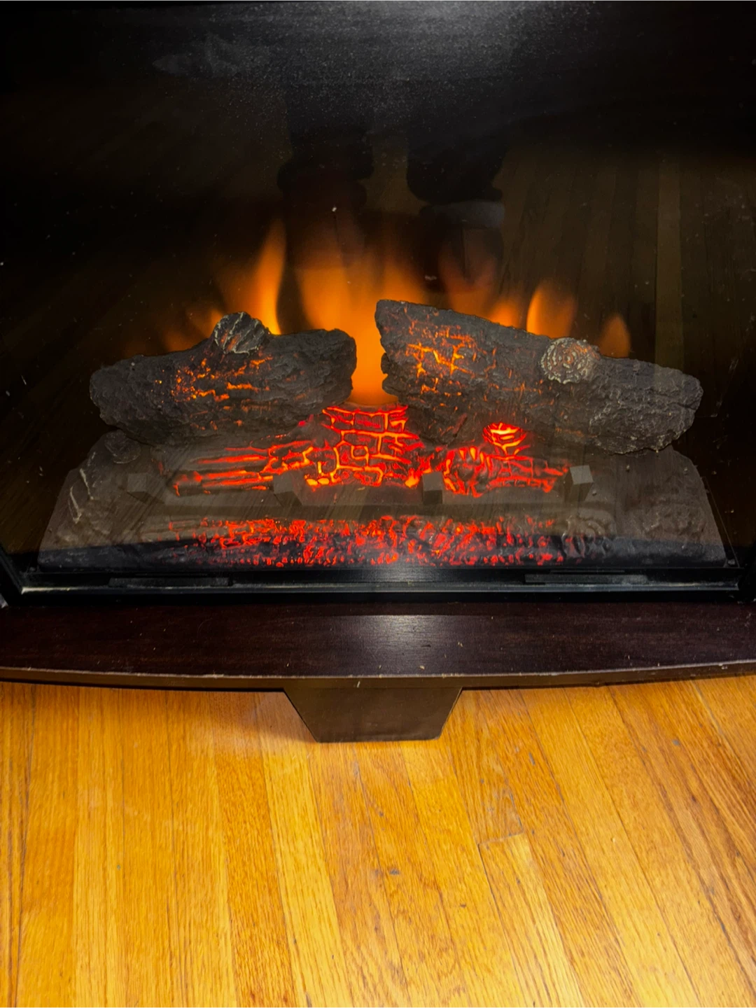 Dark Wood TV Stand with Electric Fireplace