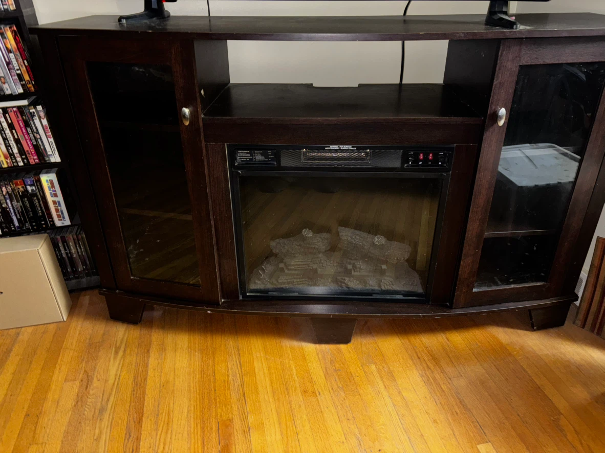 Dark Wood TV Stand with Electric Fireplace - photo 3