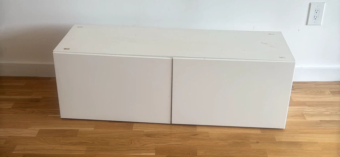 White Storage Cabinet with Two Doors