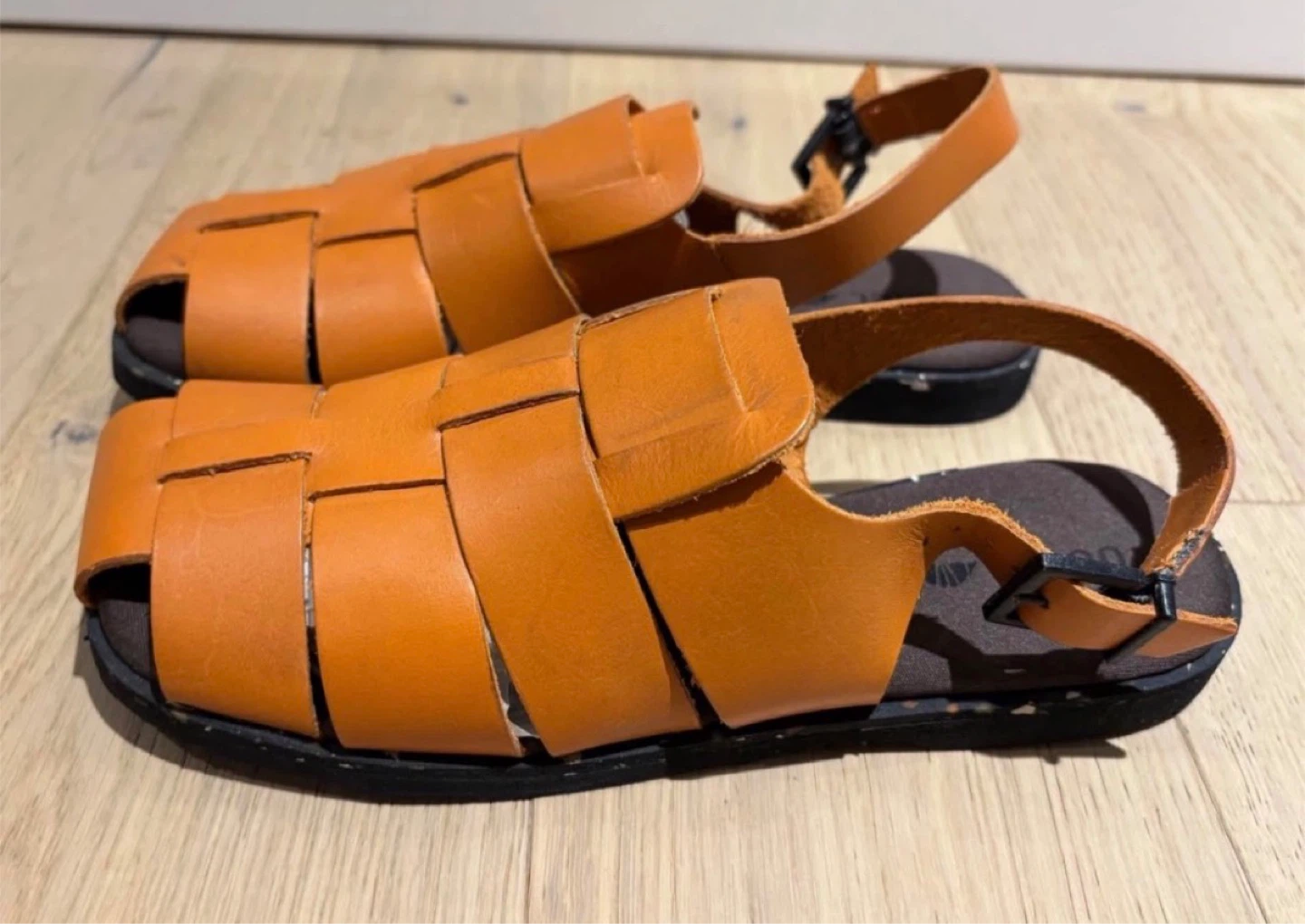 Outer Orange Leather Woven Sandals