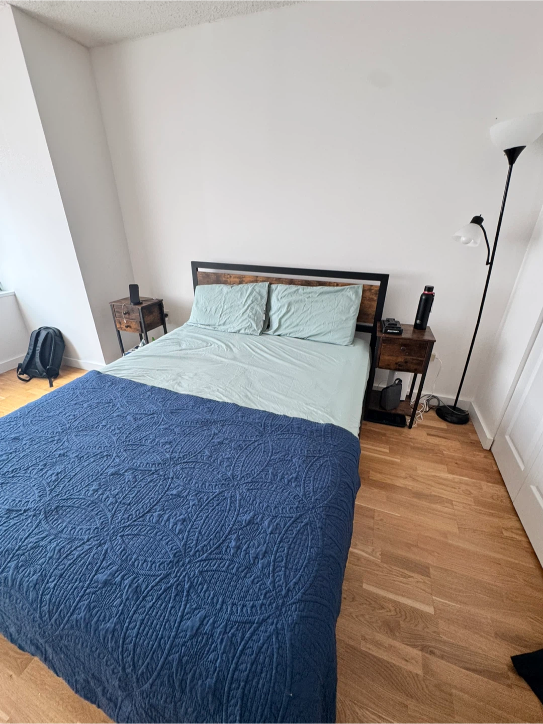 Queen Size Bed Frame with Wooden Headboard
