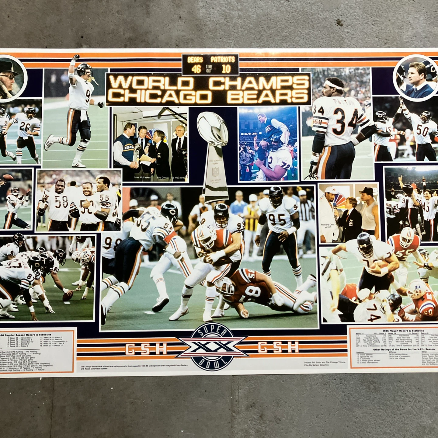 Chicago Bears Super Bowl XX World Champions Poster