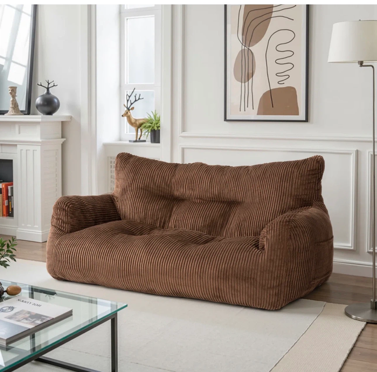 Colman 59" Wide Corduroy Bean Bag Sofa