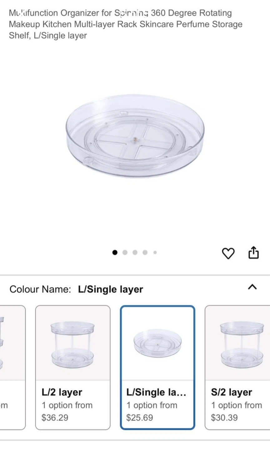 Rotating Makeup Kitchen Organizer Shelf L/Single Layer - photo 3