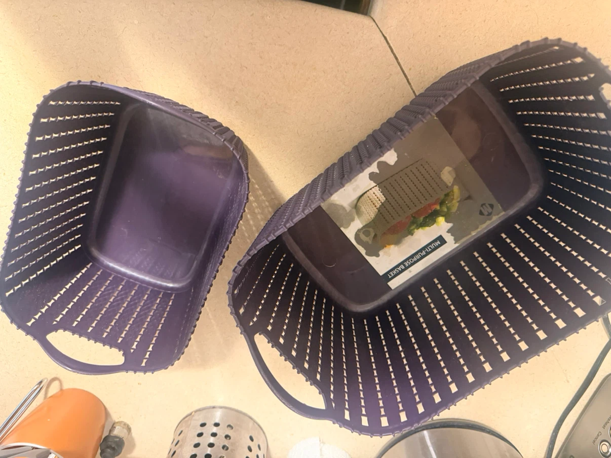 Purple Plastic Storage Baskets (Set of 2) - photo 2