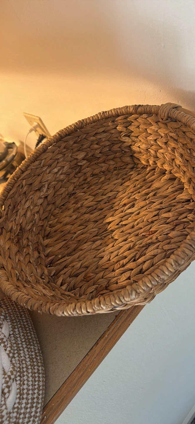 Woven Hyacinth Basket with Wooden Handles - photo 3