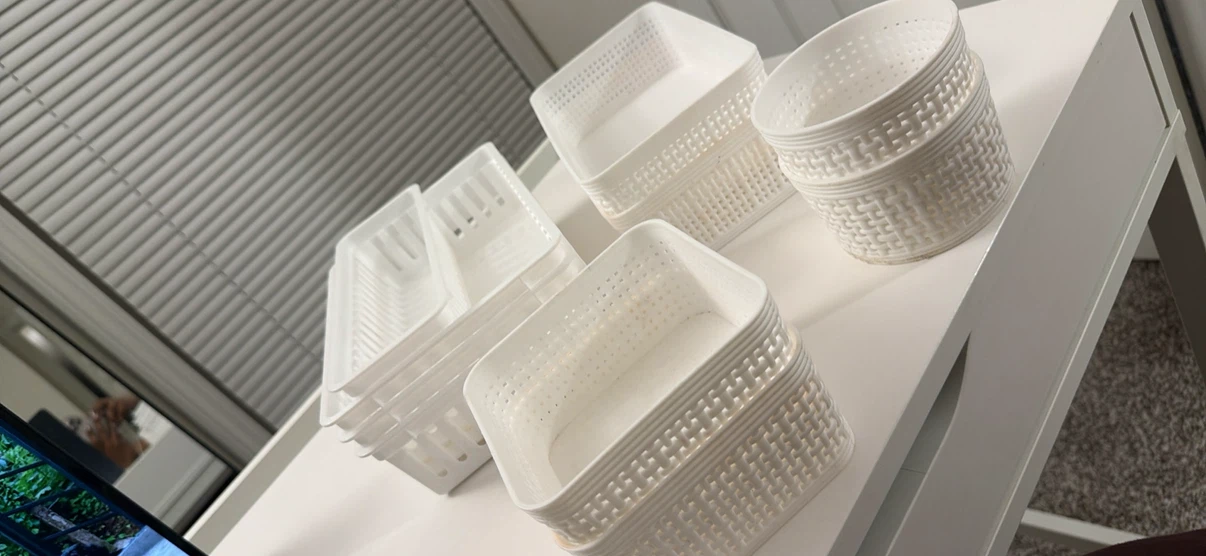 10 pc White Plastic Storage Baskets Organizer Set - photo 2