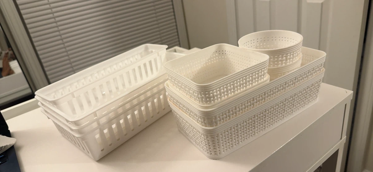 10 pc White Plastic Storage Baskets Organizer Set - photo 3