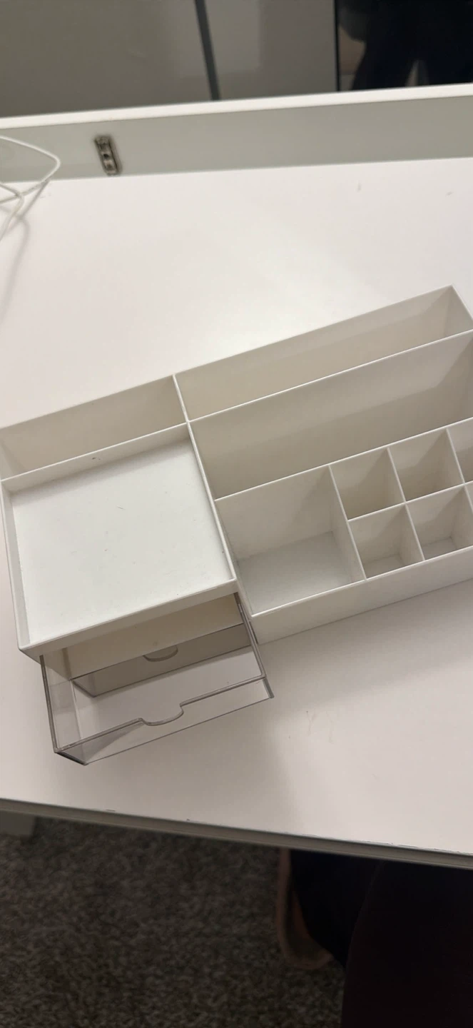 White Desk Organizer with Drawer - photo 2