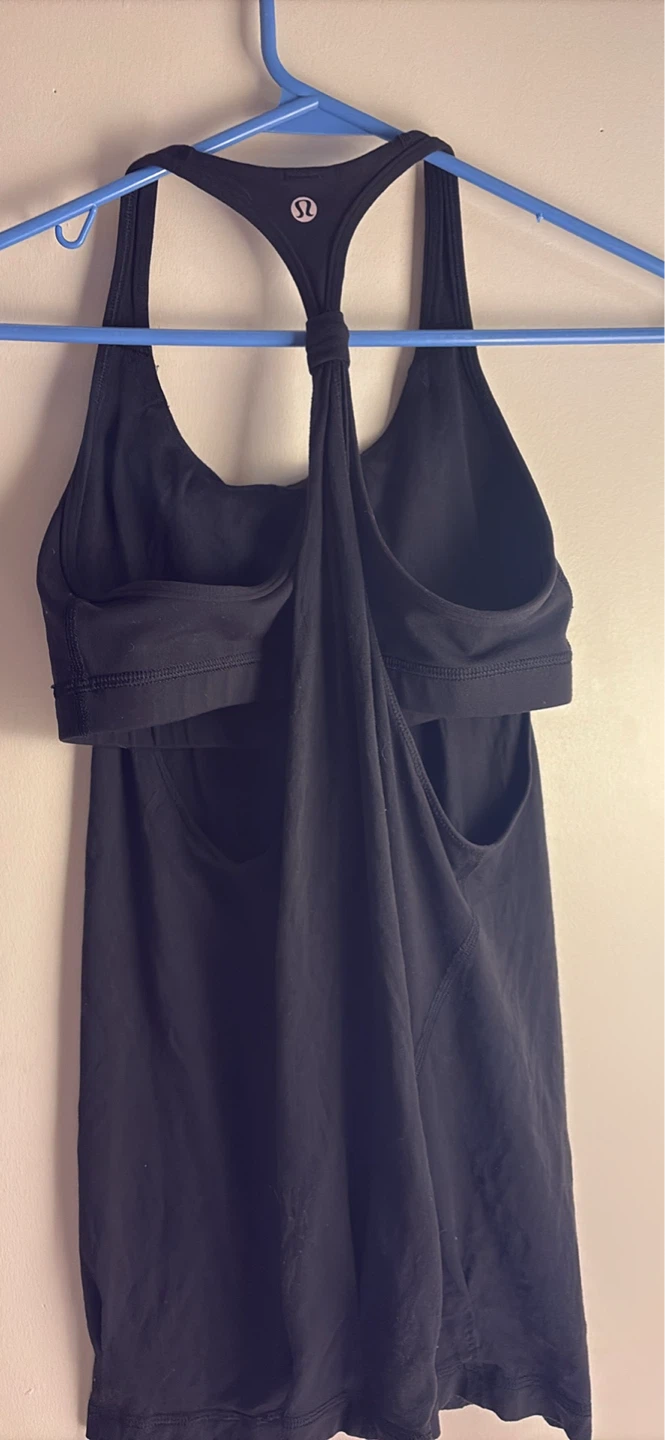 Size 4 Lululemon Black Tank Top with Built-in Bra