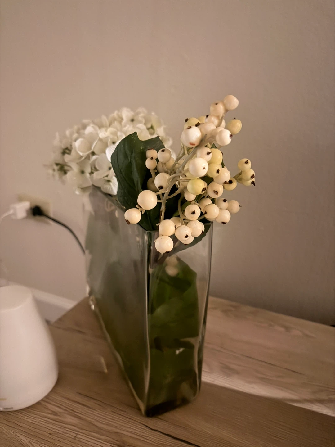 Faux Hydrangea & Berry Arrangement in Glass Vase - photo 2