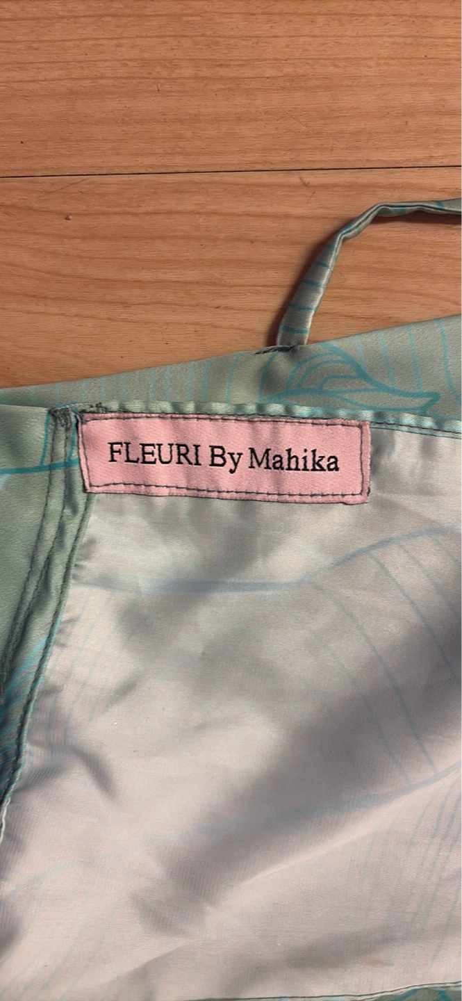 FLEURI By Mahika Light Blue Leaf Print Halter Top - photo 2