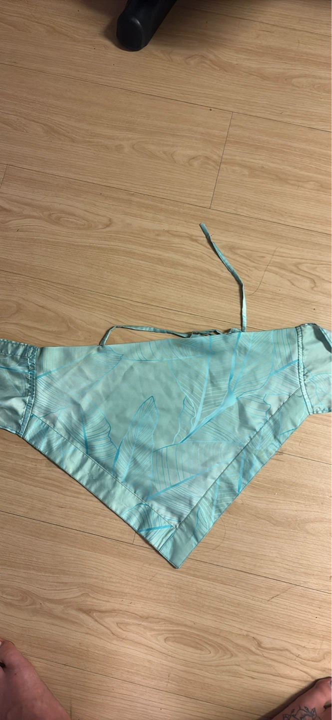 FLEURI By Mahika Light Blue Leaf Print Halter Top