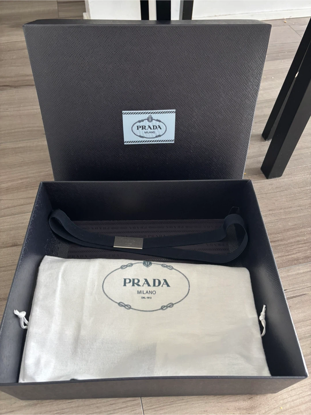 Prada Dust Bag and Storage Box with Prada Elastic Ribbon
