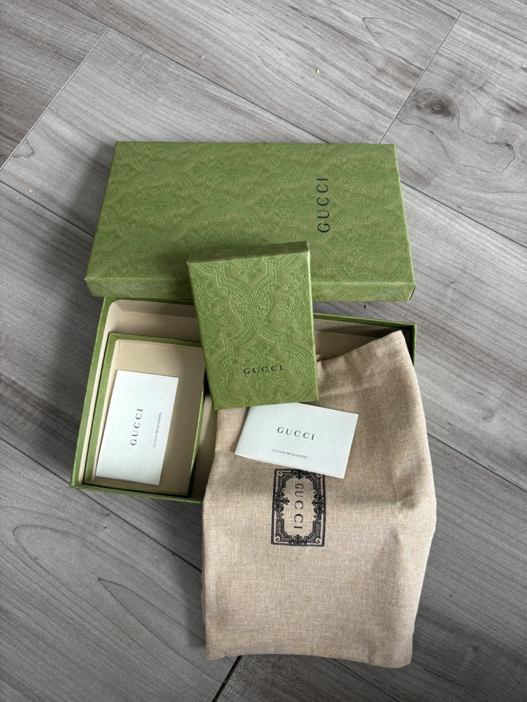 Gucci Gift Box with Dust Bag Set with Paperwork