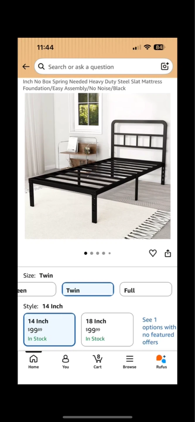 Twin Size 14 Inch Heavy Duty Steel Slat Mattress Foundation - photo 2