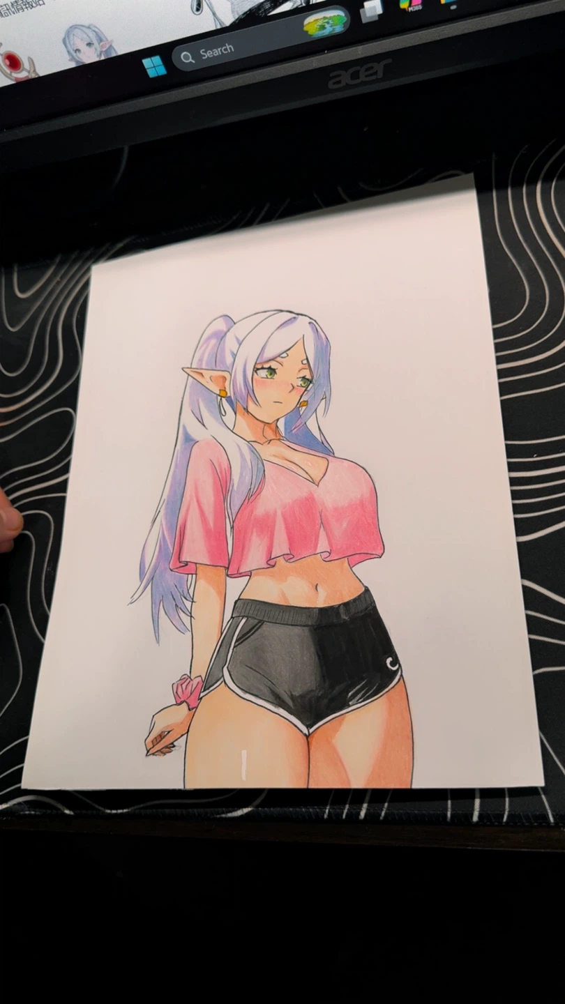 Hand-Drawn Frieren - Anime Fan Art (Copic + Coloured Pencil)