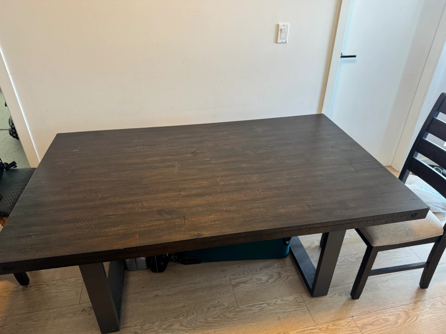 Dark Wood Dining Table Set with 4 Chairs