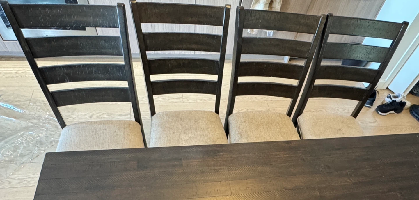 Dark Wood Dining Table Set with 4 Chairs - photo 2