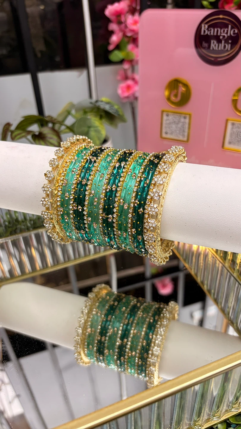 Bangle by Rubi Green & Gold Crystal Bangles - photo 3