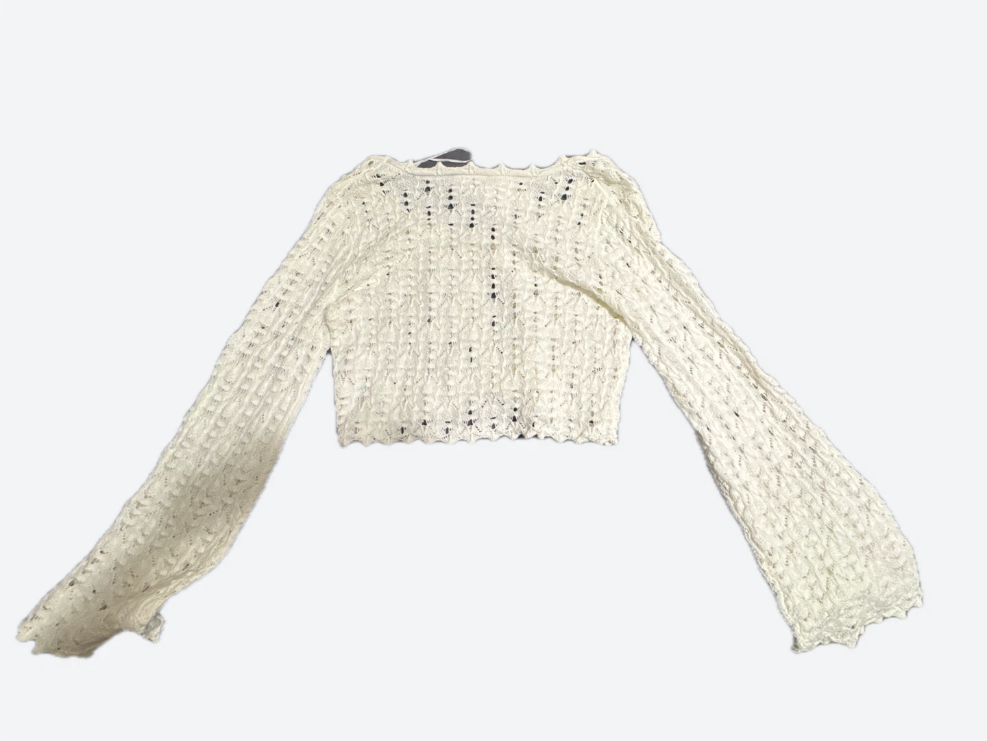 White Crochet Bell Sleeve Cardigan - photo 2
