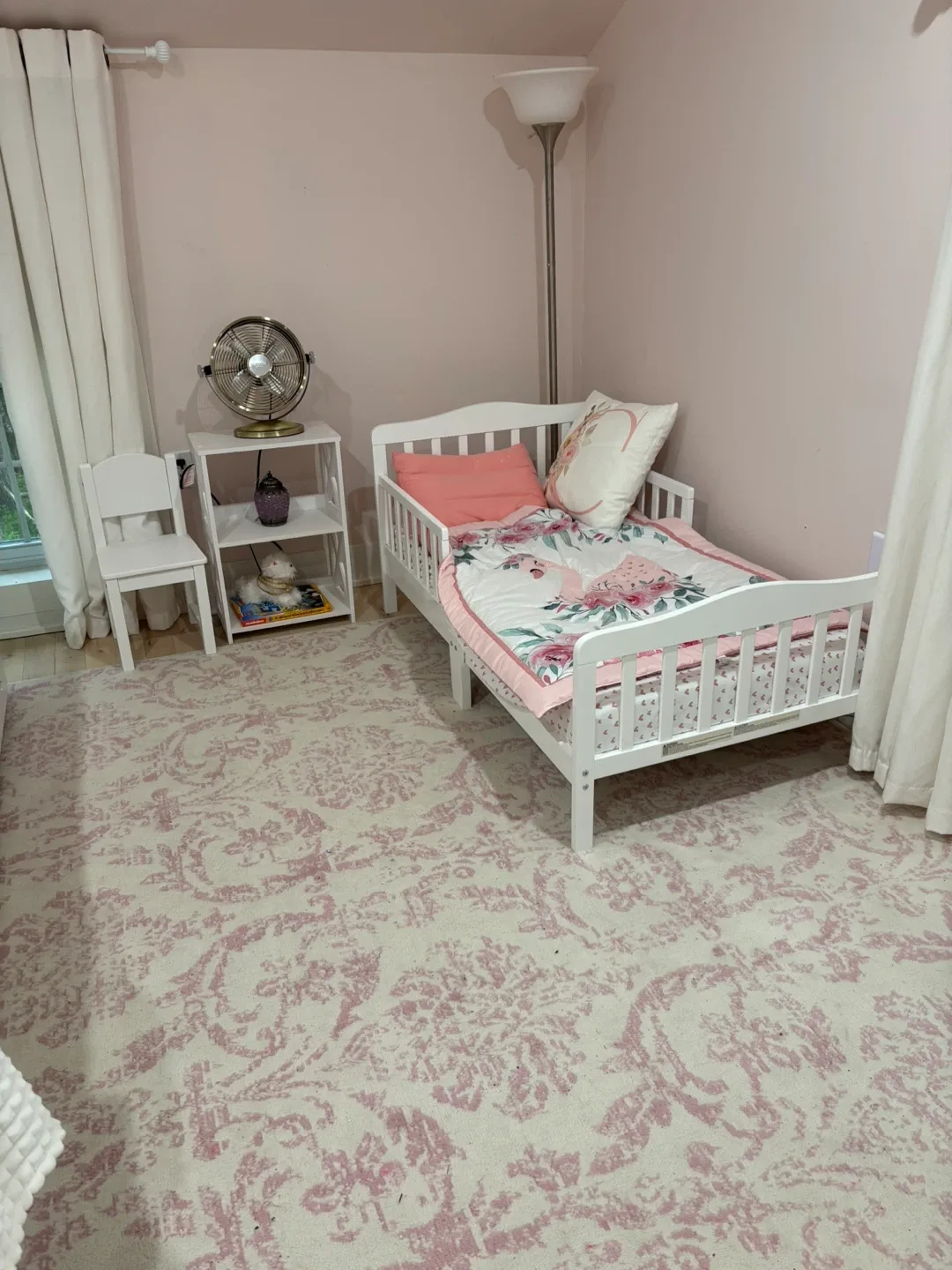 White Toddler Bed with Bedding