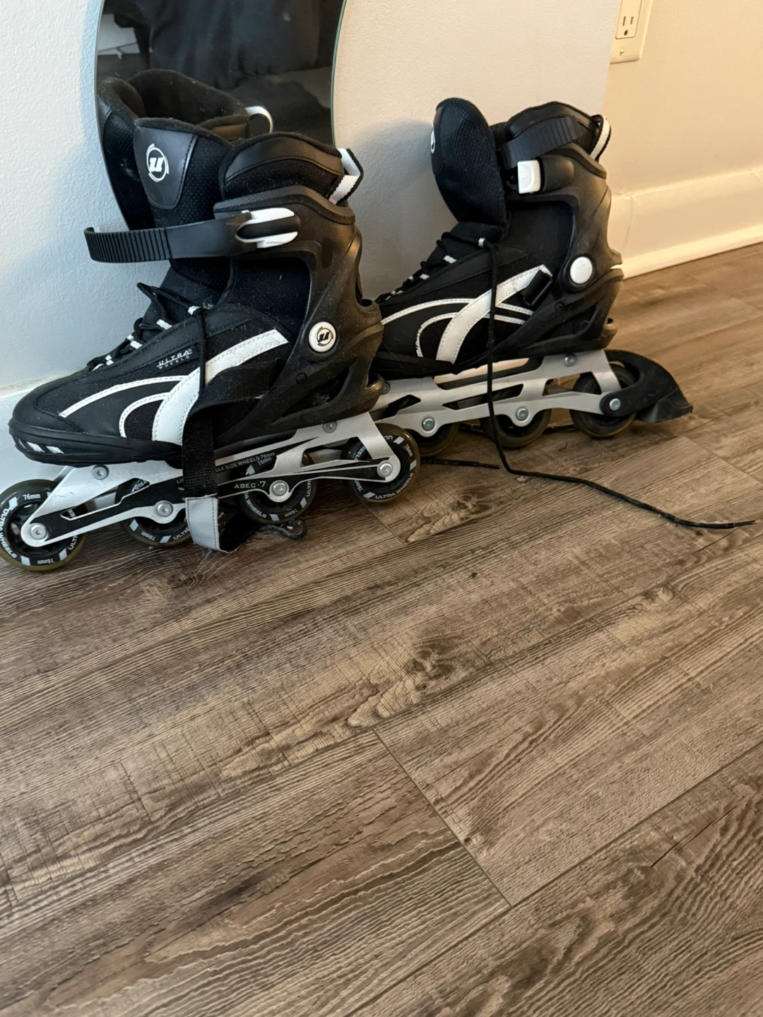 black and white inline skates