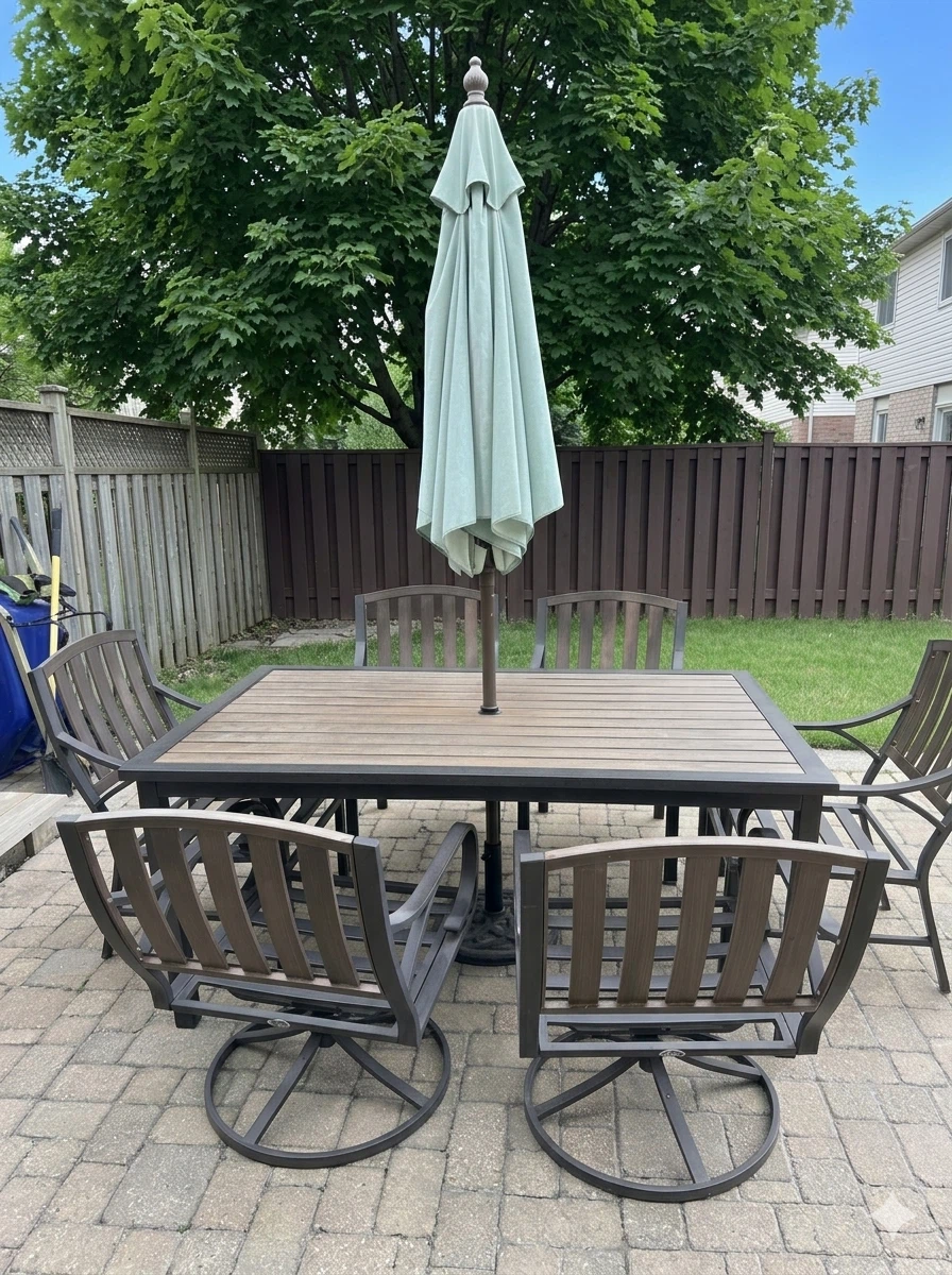 Patio table, chairs, and umbrella set - photo 2