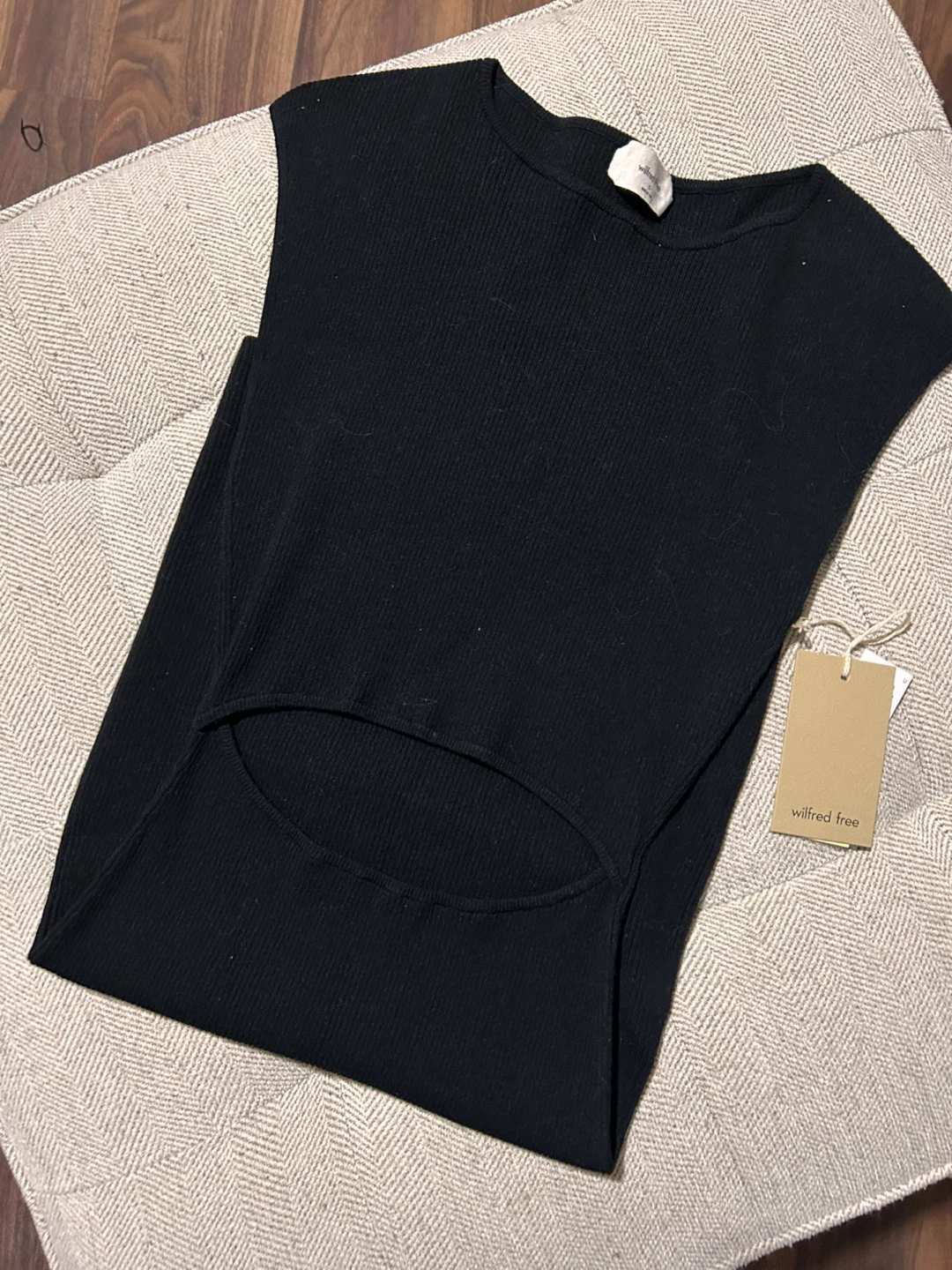 Wilfred Free Black Ribbed Cut-Out Dress