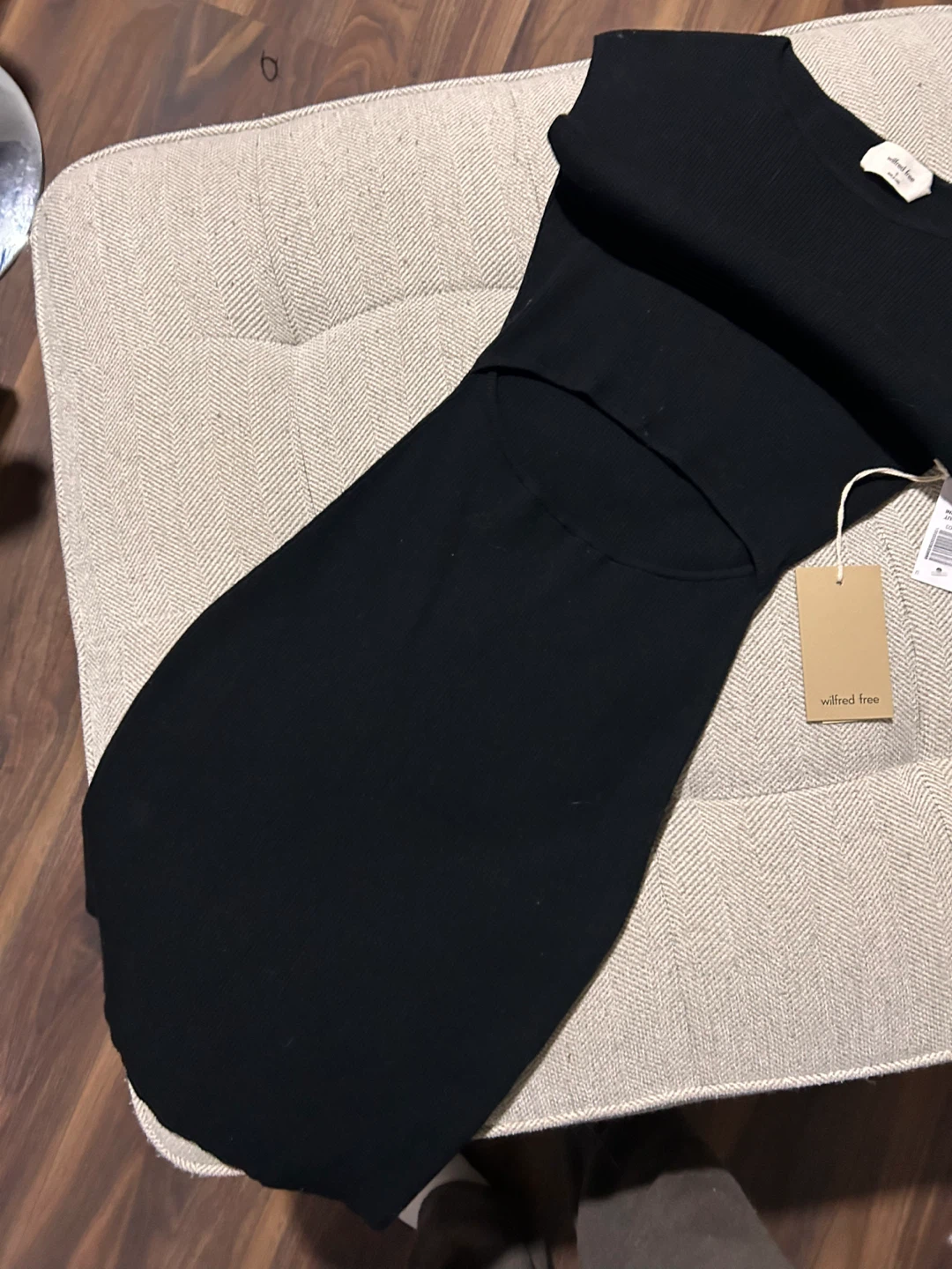Wilfred Free Black Ribbed Cut-Out Dress - photo 4