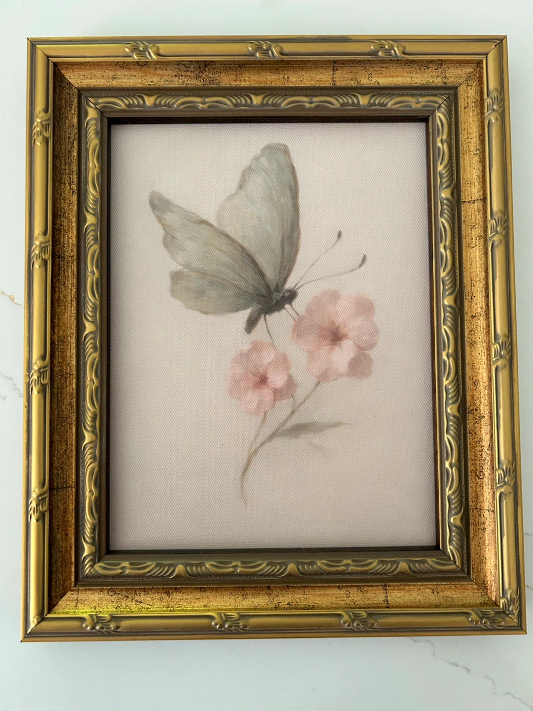 Framed Butterfly and Flower Artwork
