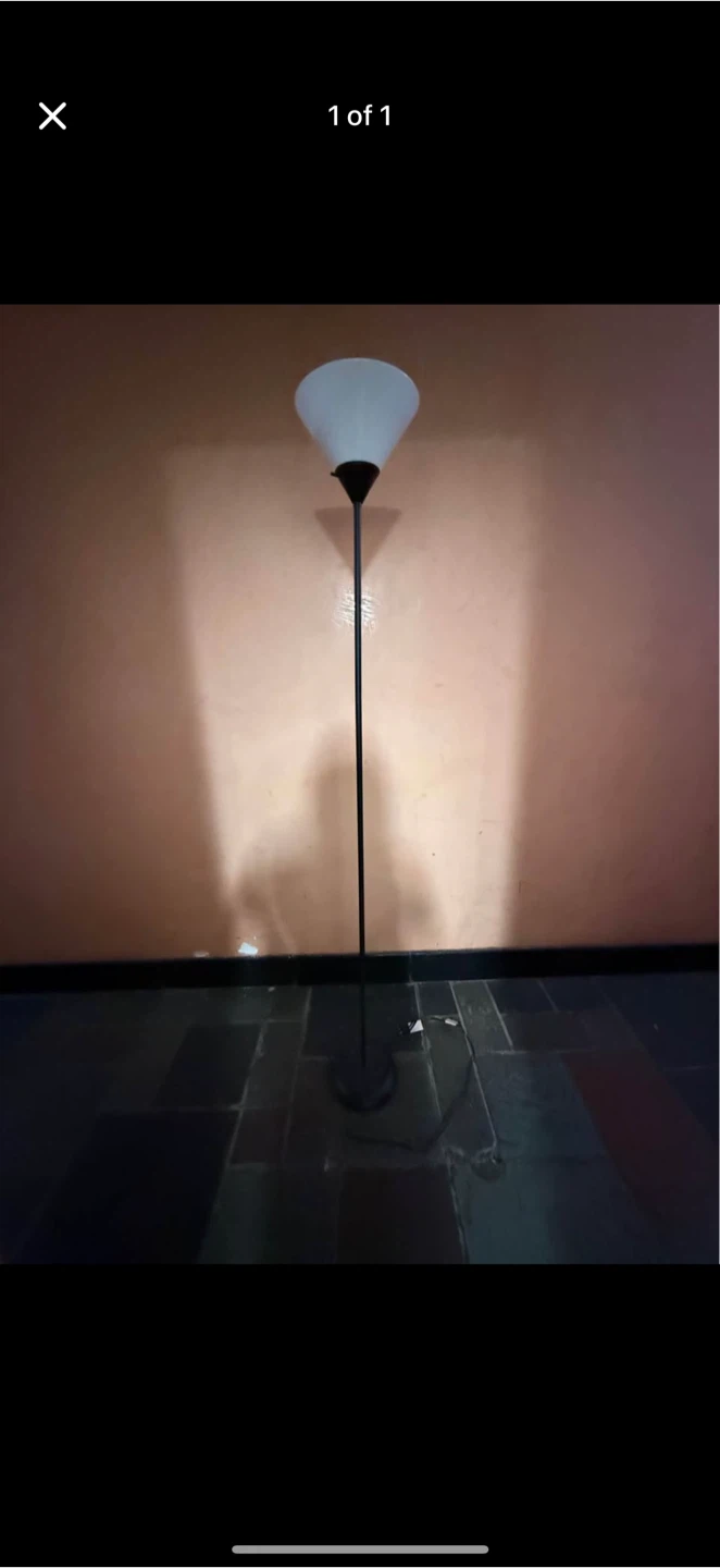 Black Floor Lamp with White Cone Shade