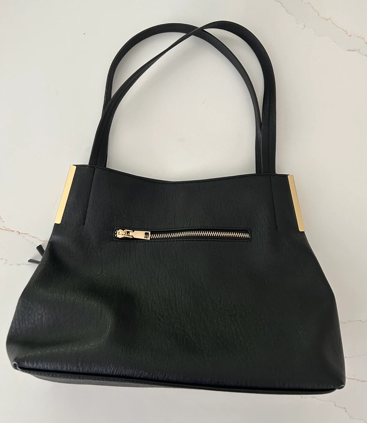 Madison West Black Faux Leather Shoulder Bag