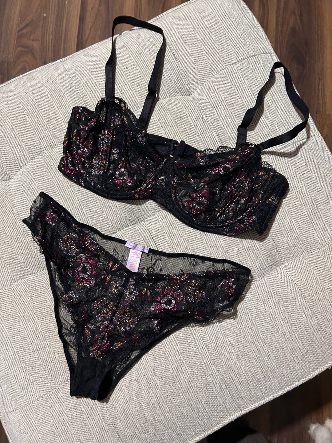 Victoria's Secret Black Lace Bra & Panty Set
