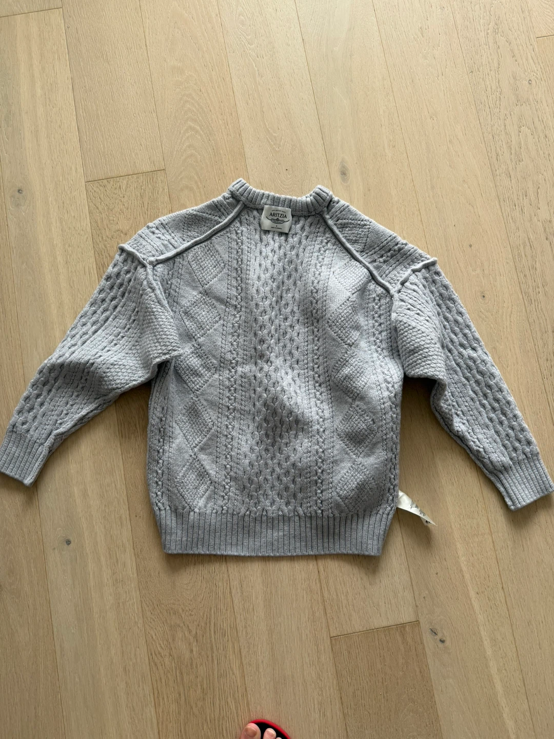 Grey cable knit merino sweater